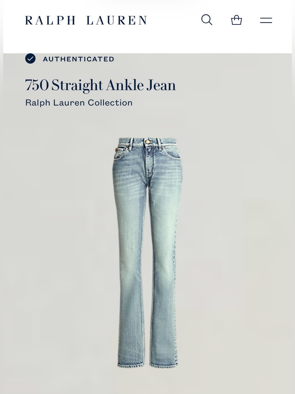 Ralph Lauren Purple Label Light Wash Straight Leg Jeans - sz 26